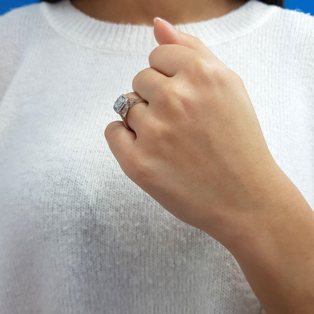 0.57 Carat Baguette and Square Diamond Ring