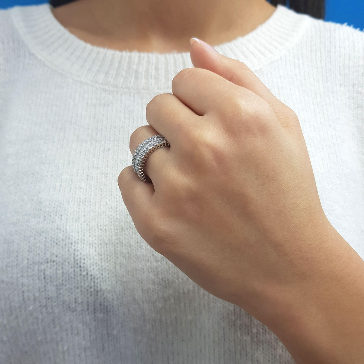 1.14 Carat Baguette Diamond Half-Eternity Ring