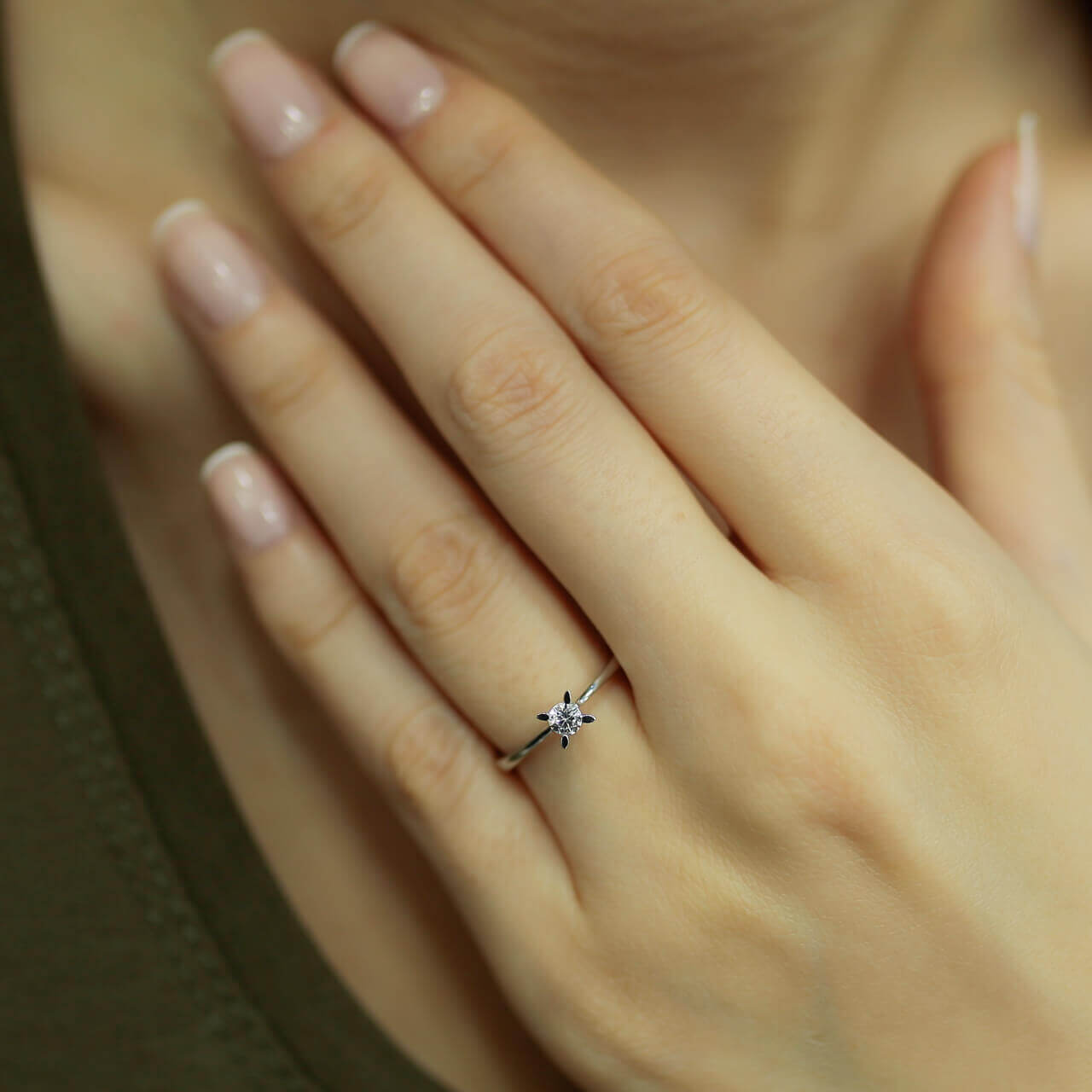 F Color 0.15 Carat Diamond Solitaire Ring