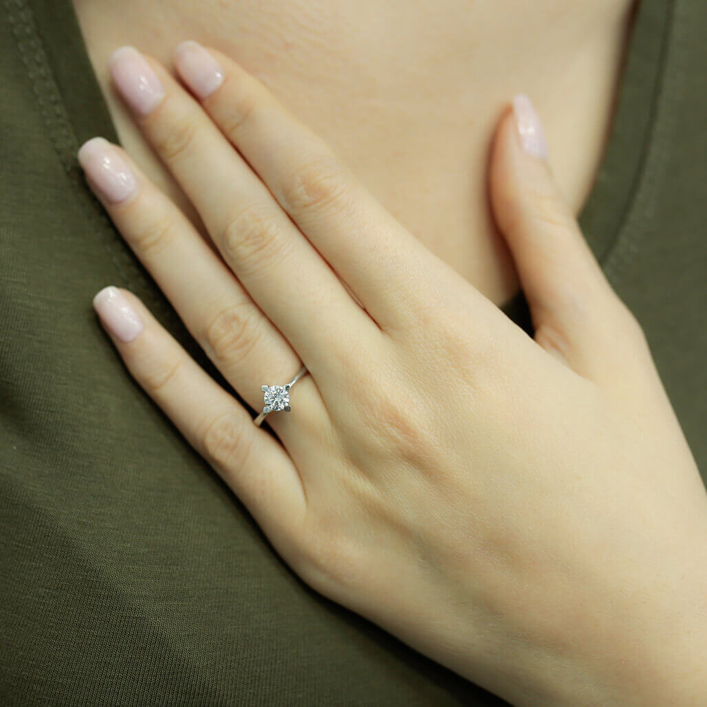 H Color 0.50 Carat Diamond Solitaire Ring