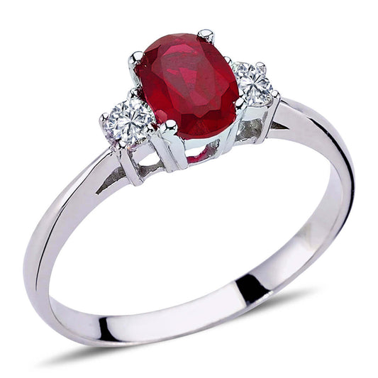 Oval Ruby Ring with Diamonds