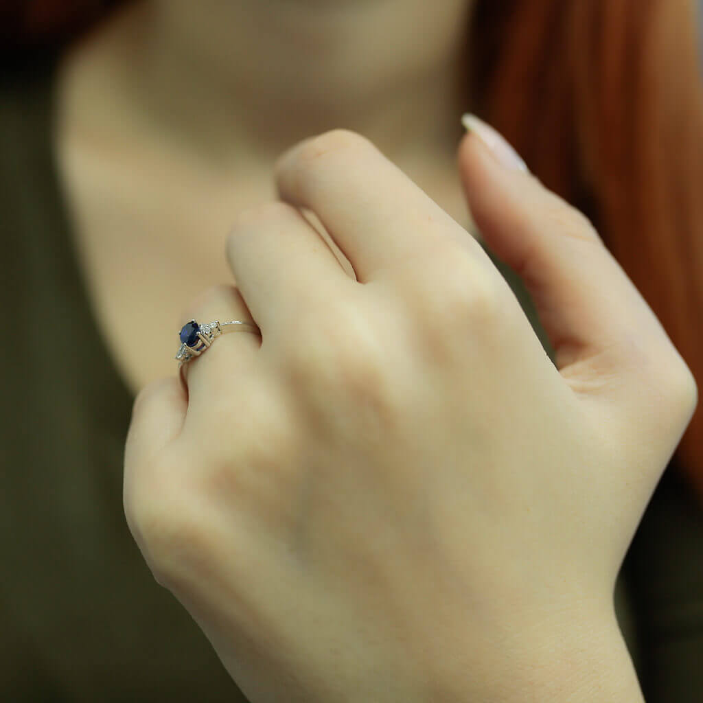 Diamond Oval Sapphire Ring