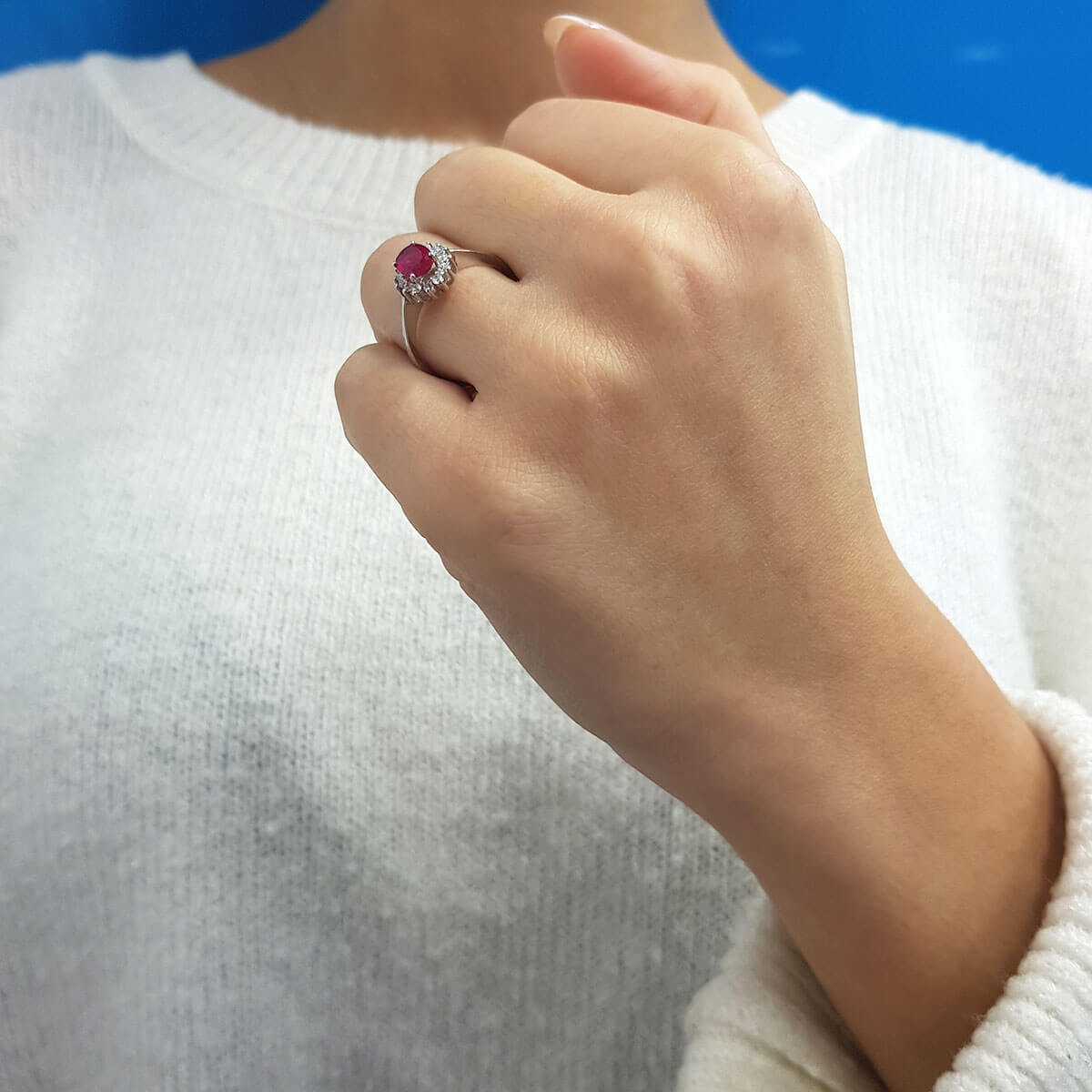 Oval Ruby Entourage Ring with Diamonds