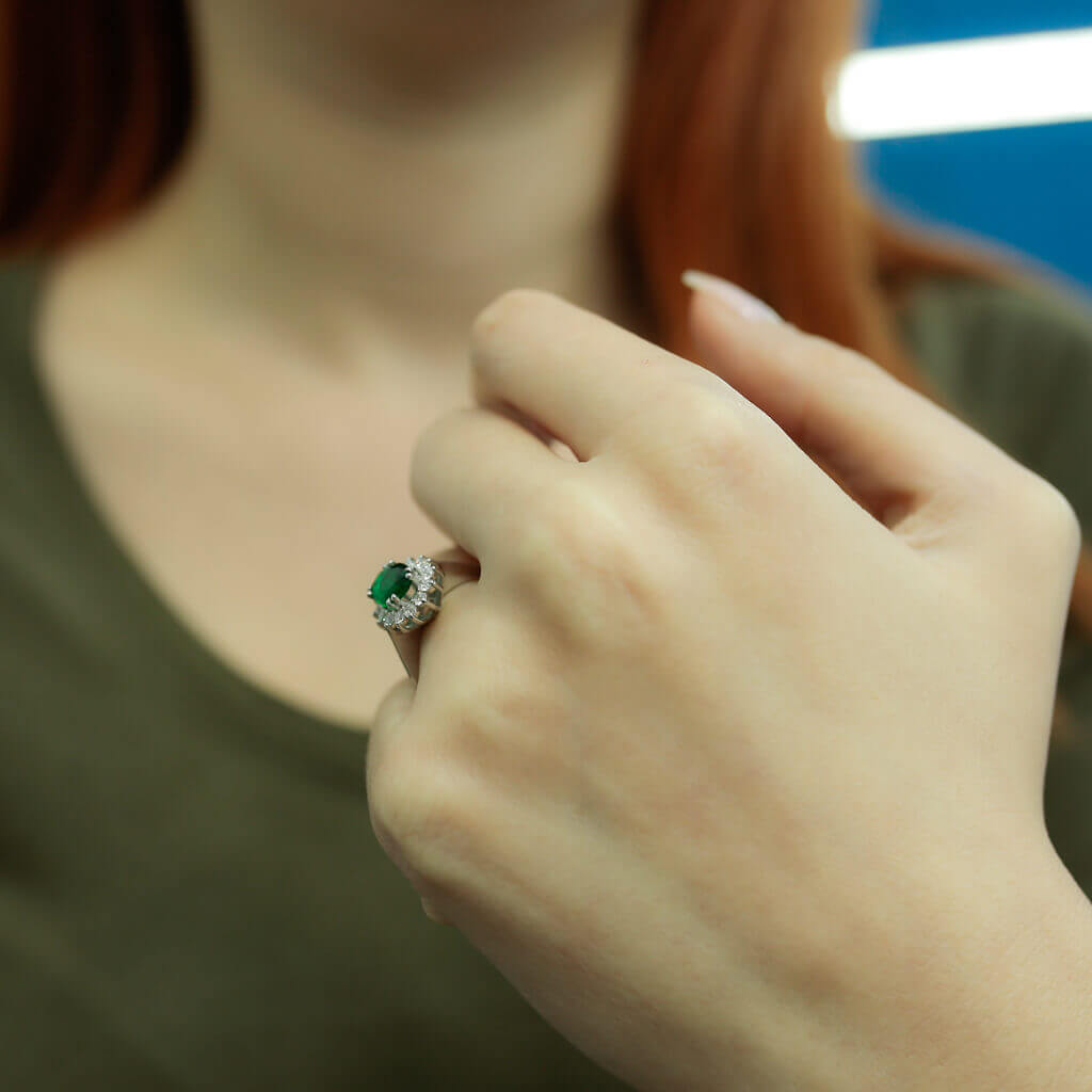 Oval Emerald Entourage Ring with Diamonds