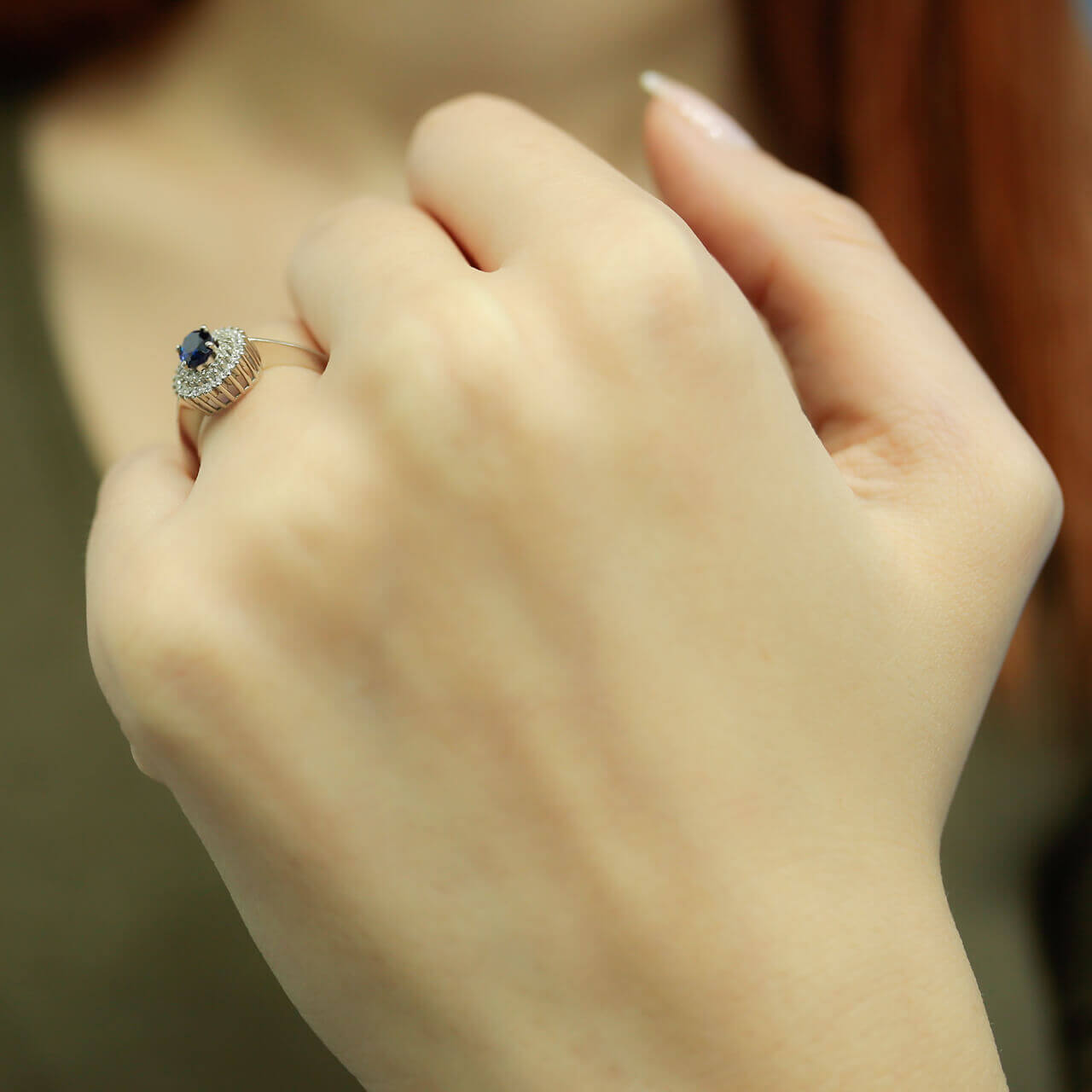 Oval Sapphire Tournament Ring with Diamonds
