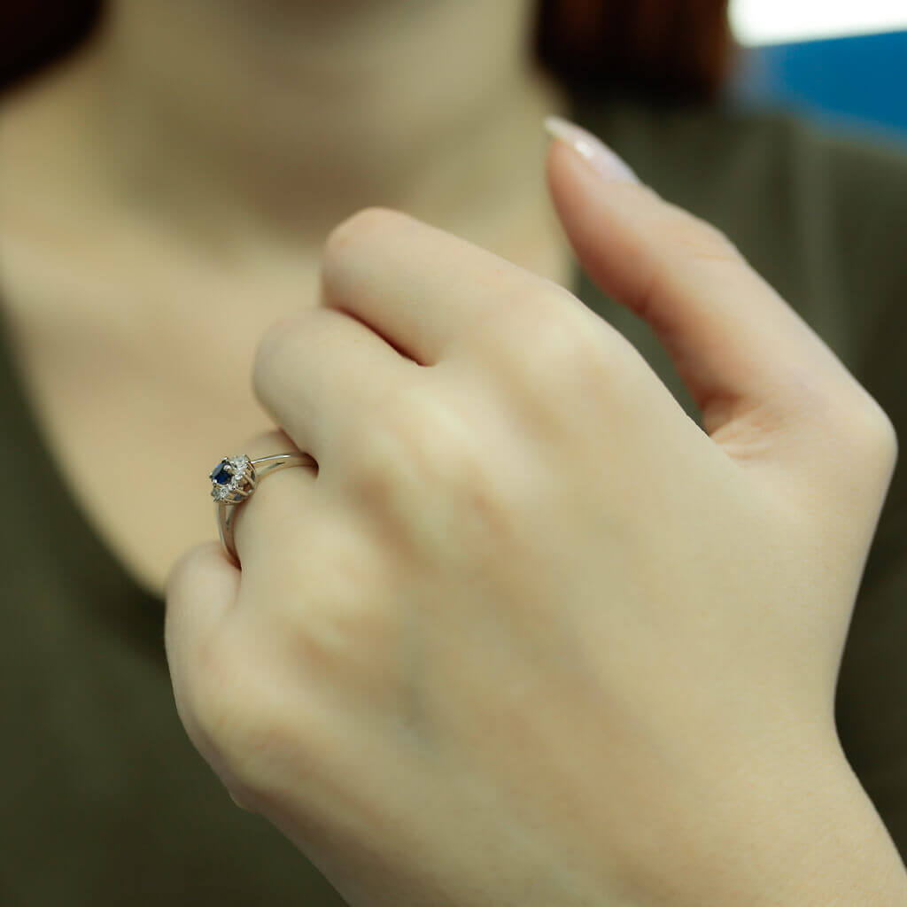 Diamond Sapphire Tournament Ring