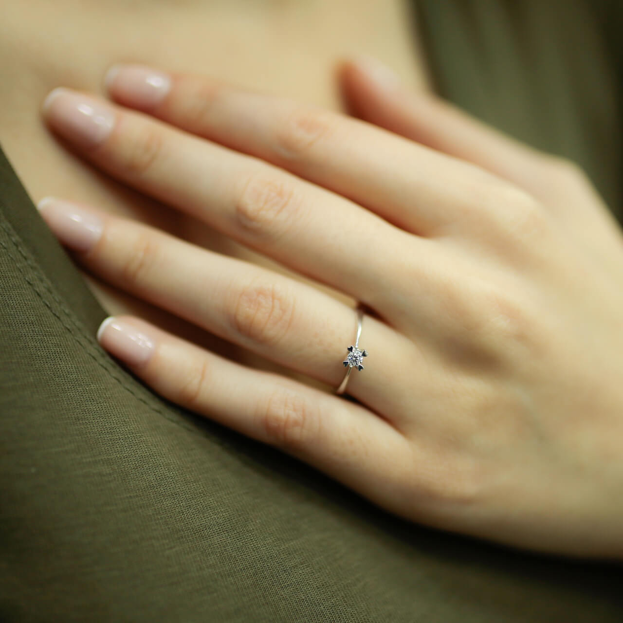 G Color 0.10 Carat Diamond Solitaire Ring