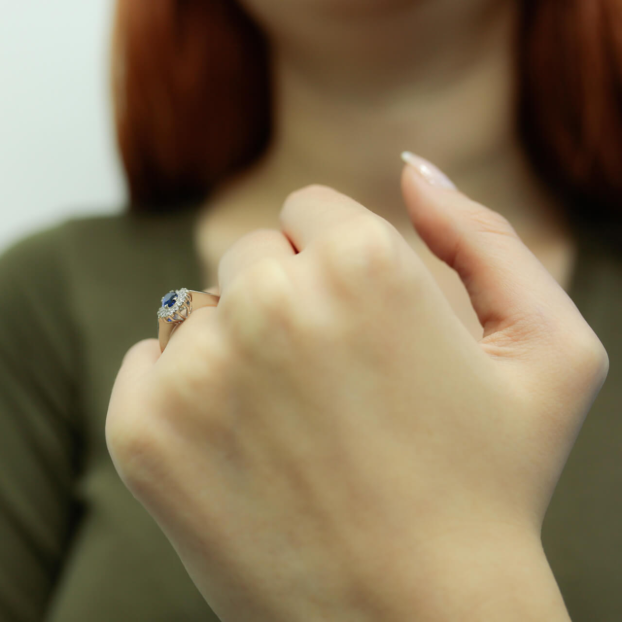 Oval Sapphire Tournament Ring with Diamonds