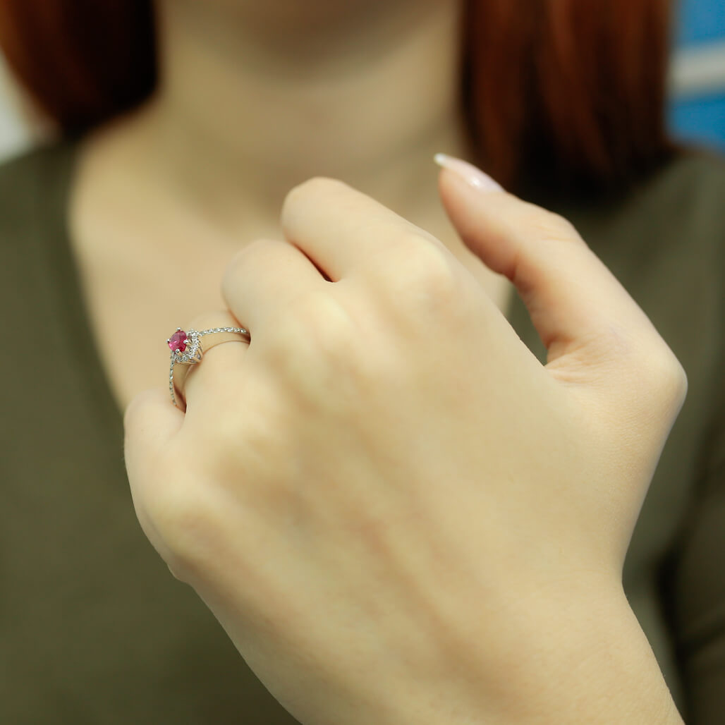 Diamond Teardrop Ruby Entourage Ring