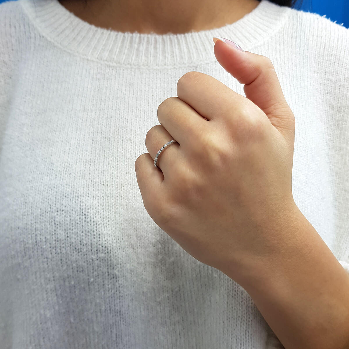 0.09 Carat Diamond Half-Turquoise Ring