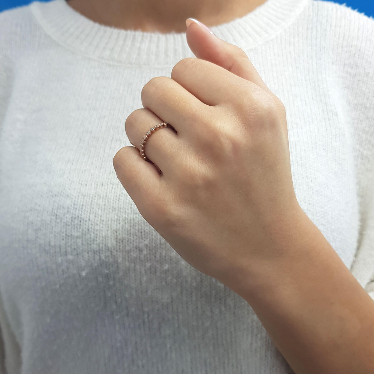 0.14 Carat Diamond Half-Eternity Turquoise Ring