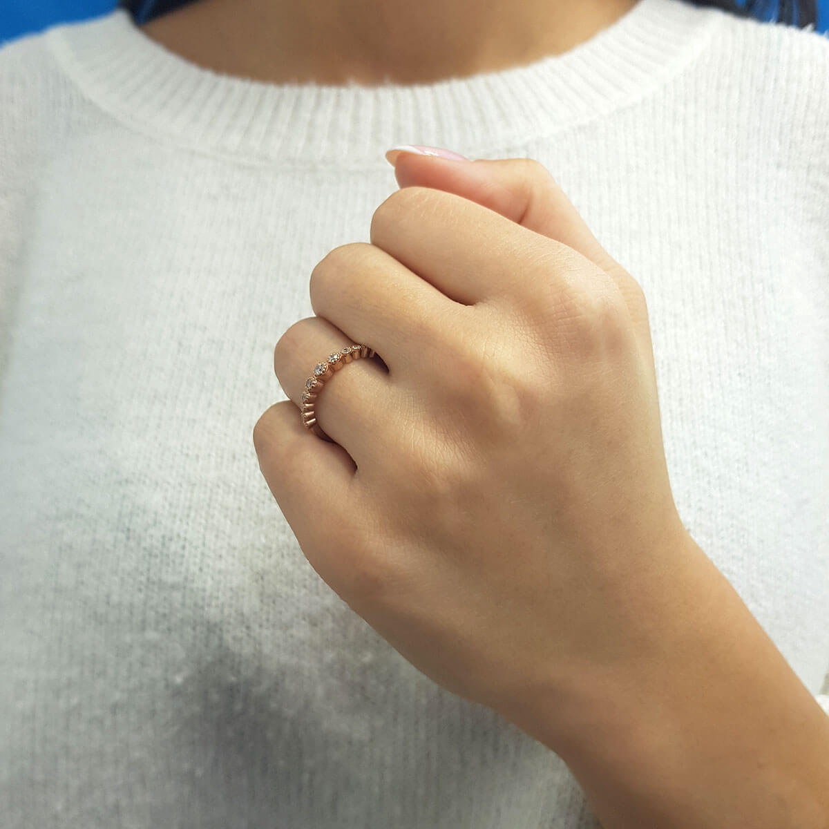 0.16 Carat Diamond Half-Eternity Turquoise Large Auriga Ring