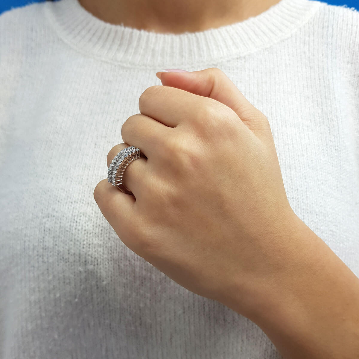 1 Carat Baguette and Round Diamond Half Eternity Ring