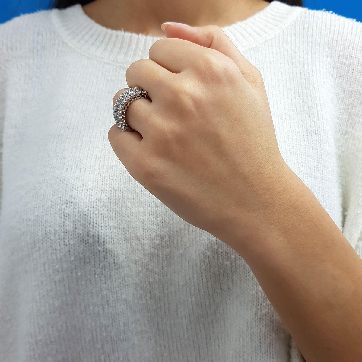 2.22 Carat Baguette and Round Diamond Half Eternity Wide Band Ring