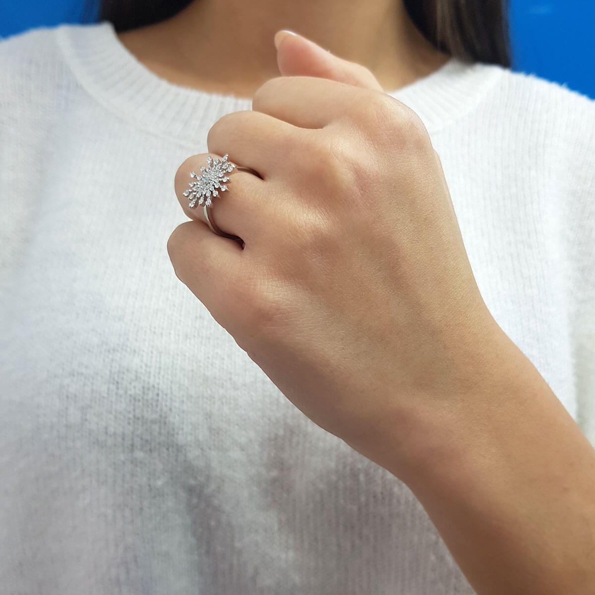 Diamond Large Snowflake Ring