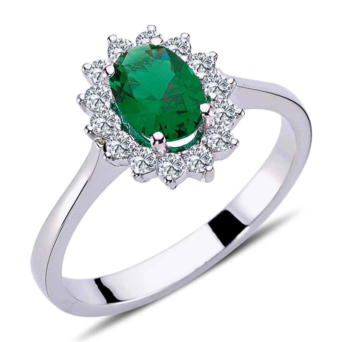 Oval Emerald Entourage Ring with Diamonds