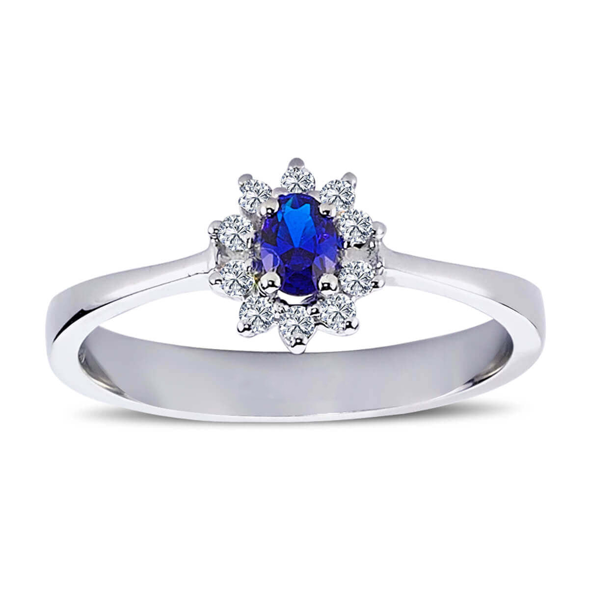 Oval Sapphire Entourage Ring with Diamonds