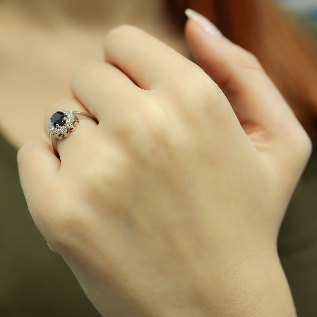 Diamond Oval Sapphire Entourage Ring