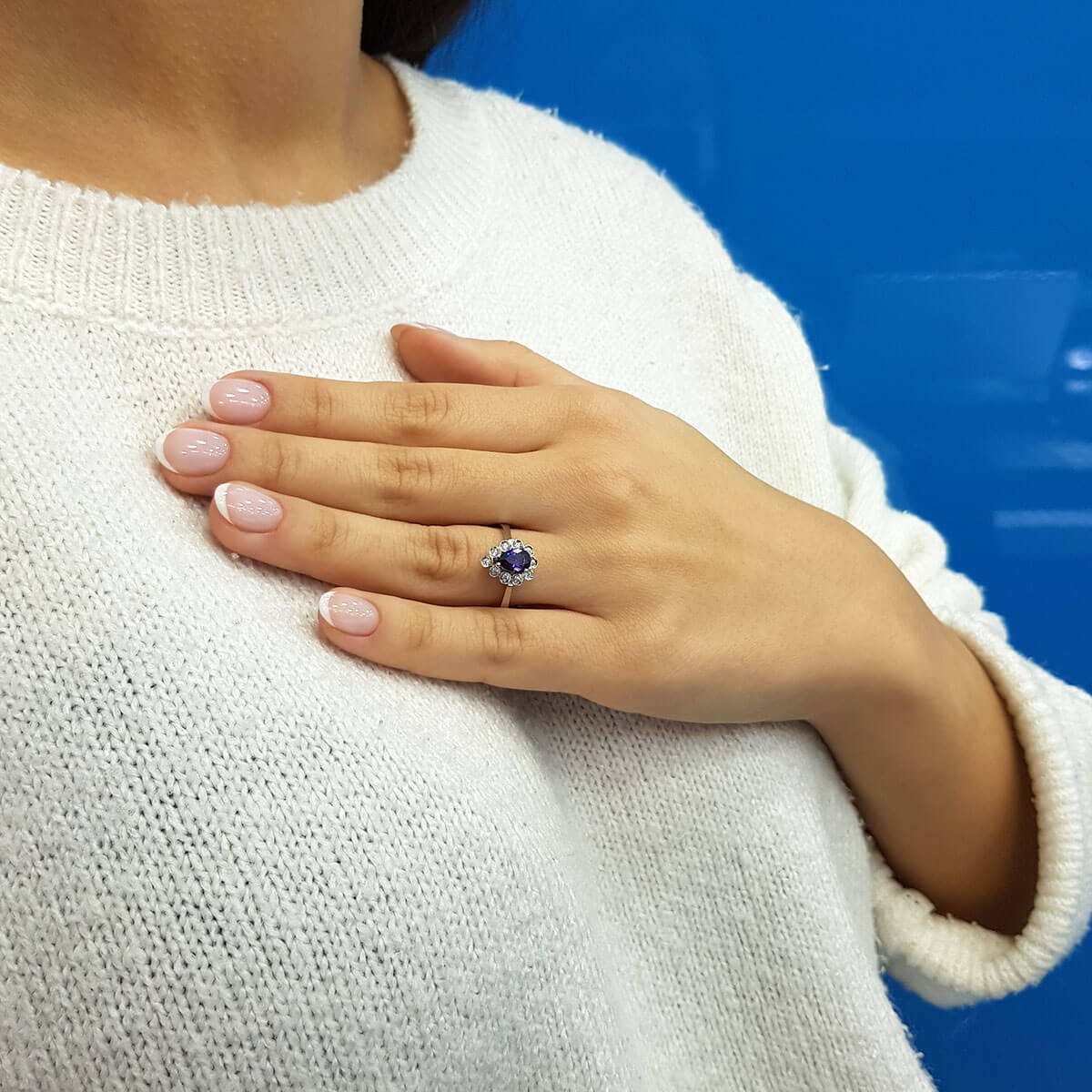 Diamond Teardrop Amethyst Ring