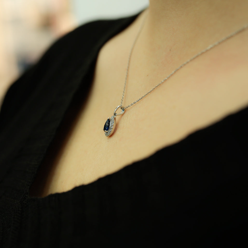 Diamond Tearteardrop Sapphire Necklace