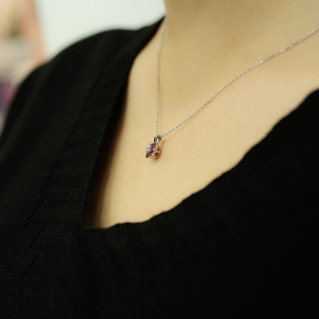 Diamond Ruby Daisy Necklace