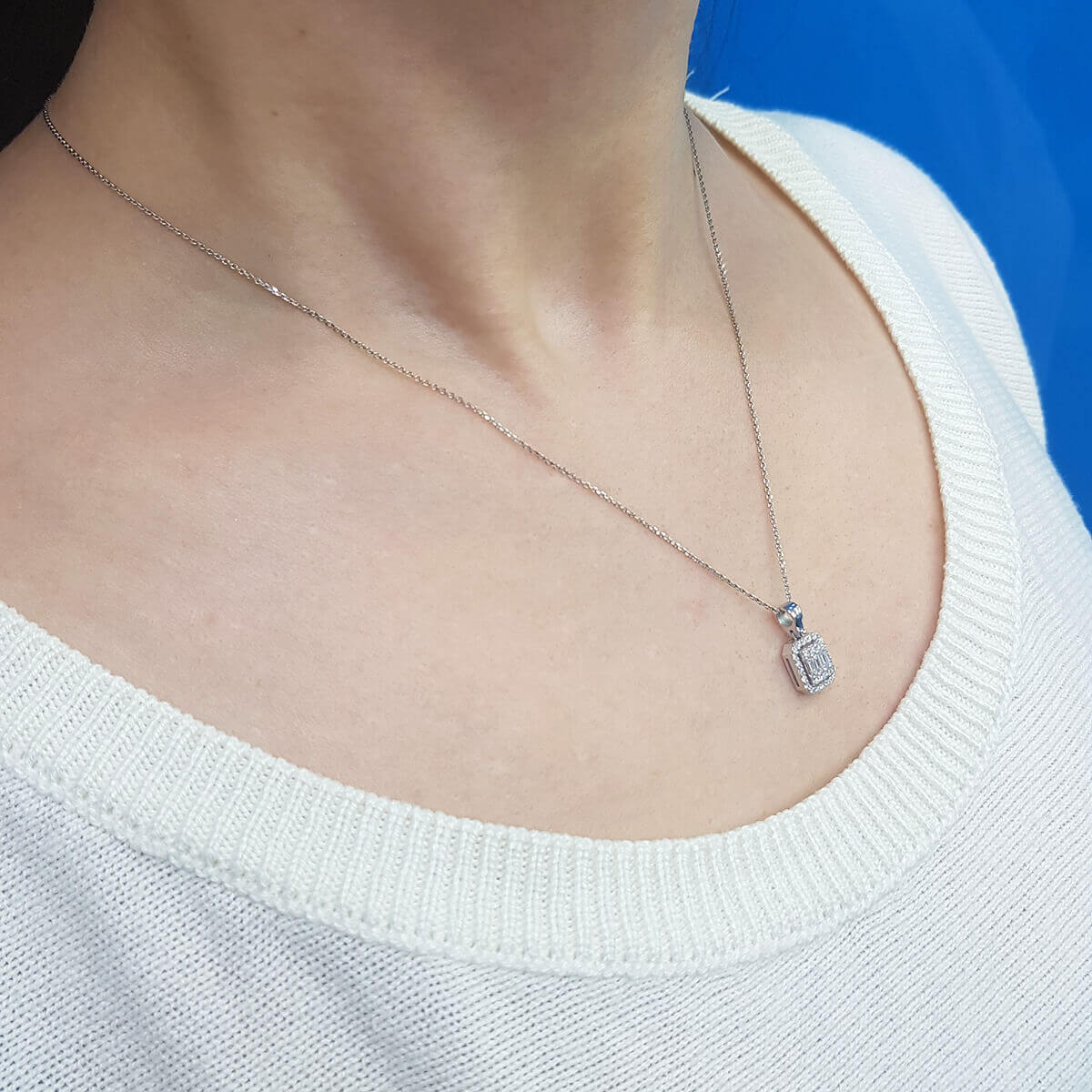 0.25 Carat Baguette Diamond Necklace