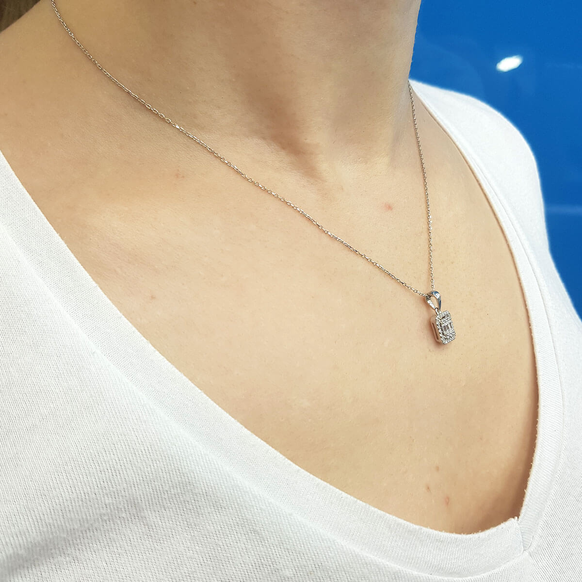 0.23 Carat Baguette Diamond Necklace