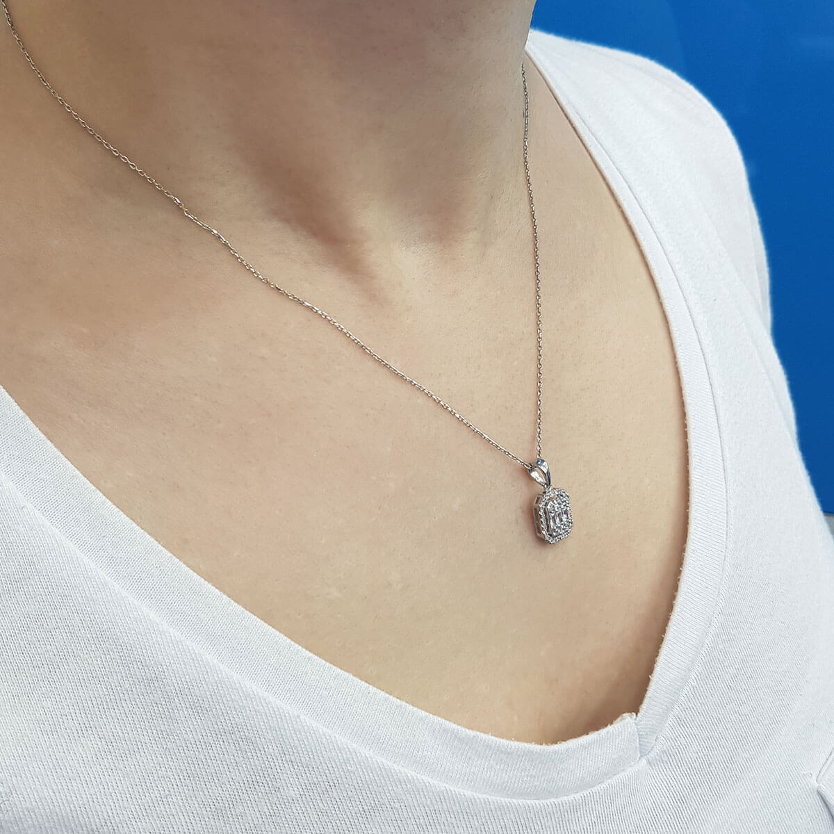 0.41 Carat Baguette Diamond Necklace