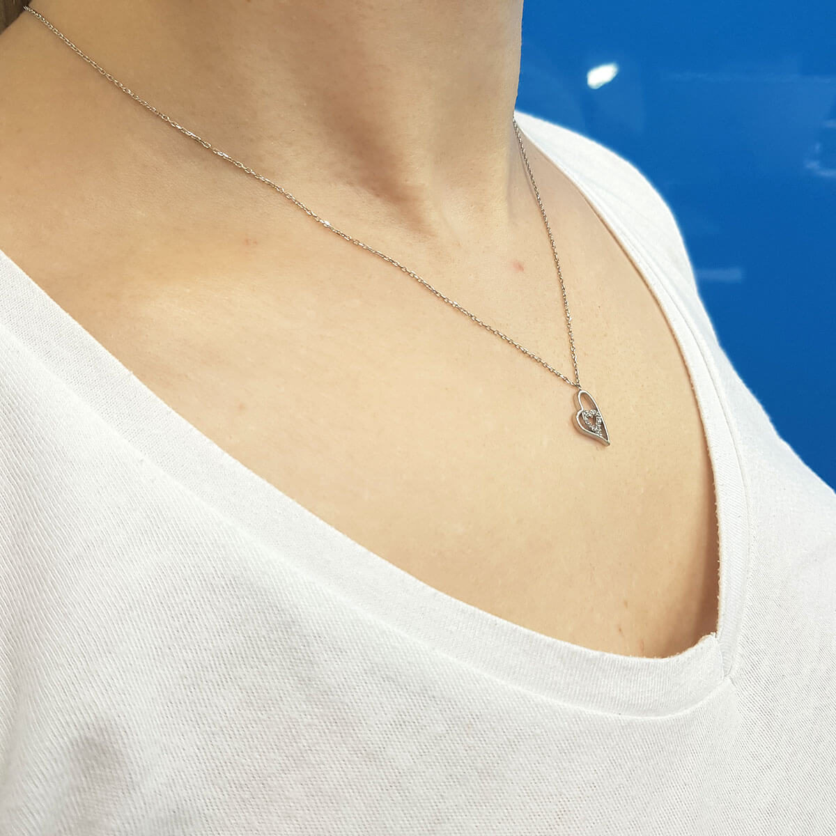 Diamond Double Heart Necklace