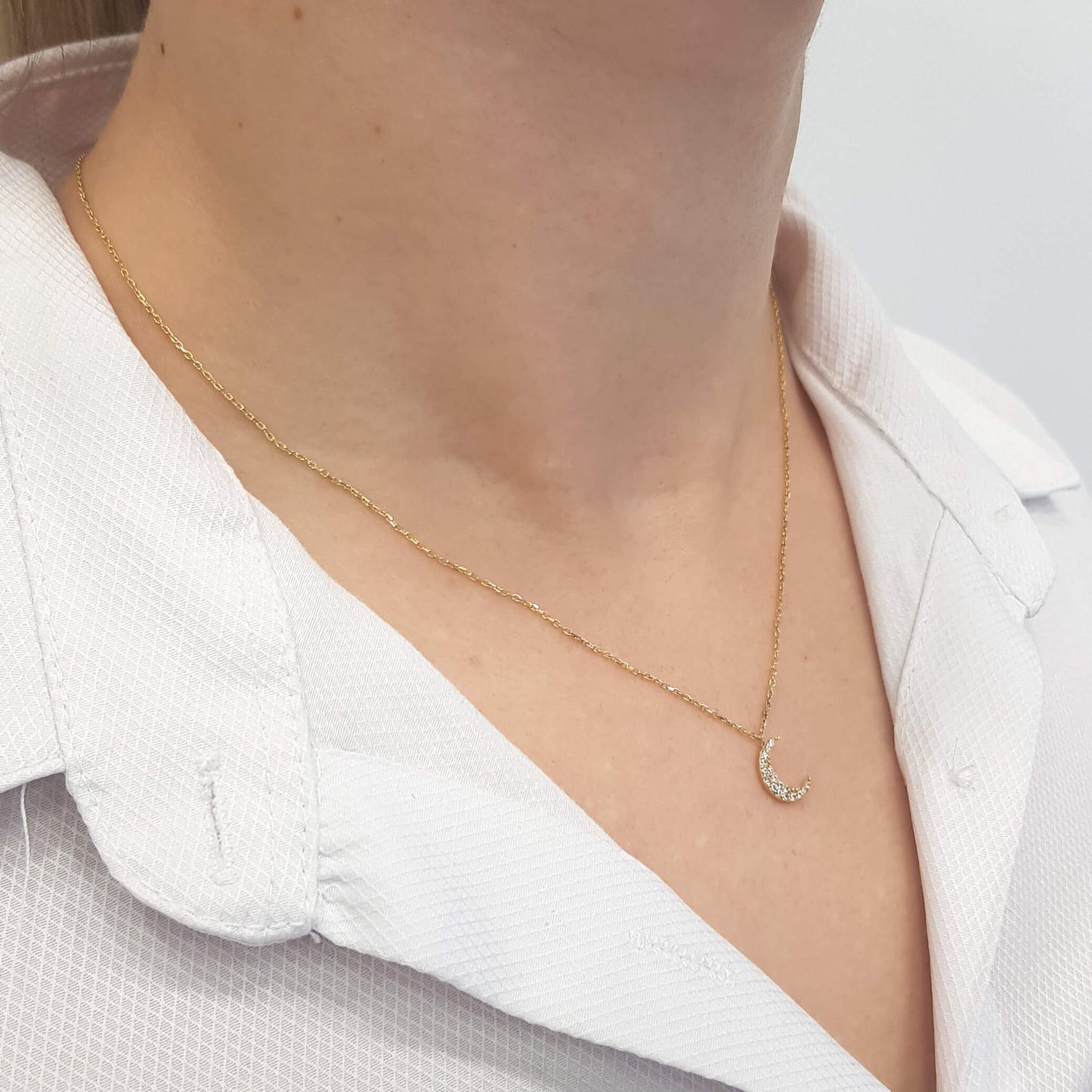 Diamond Crescent Moon Necklace