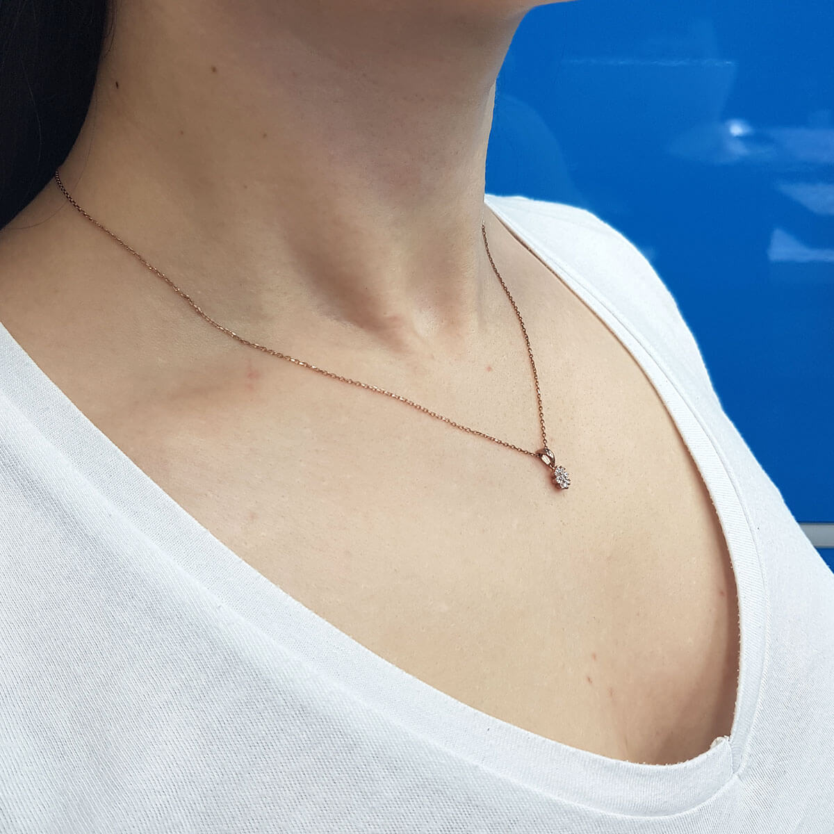 Baguette and Round Diamond Larsa Necklace