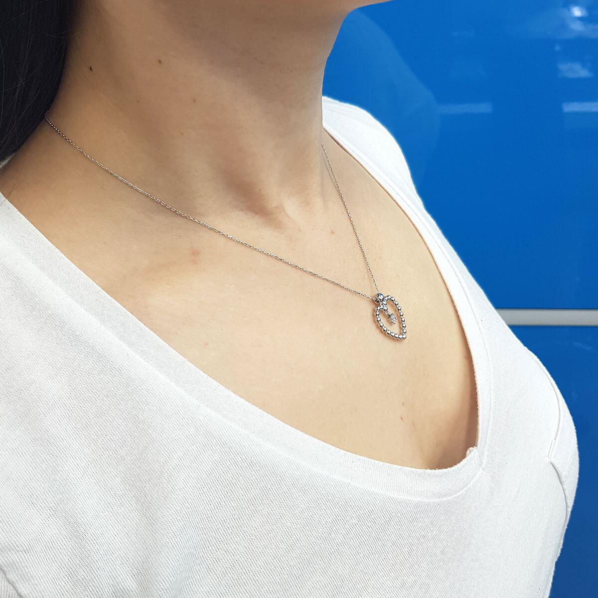 Single Stone Diamond Large Heart Necklace