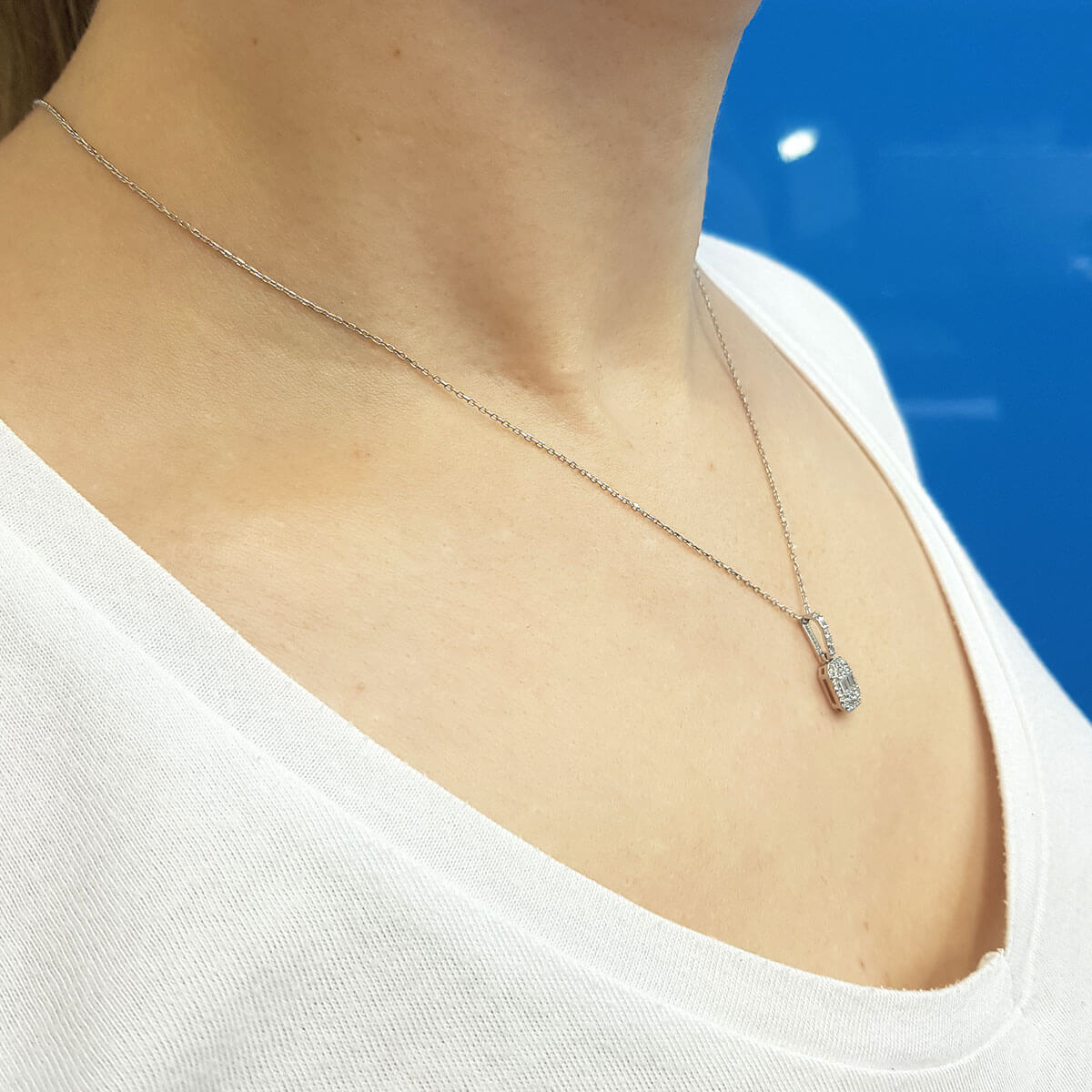 0.28 Carat Baguette Diamond Necklace