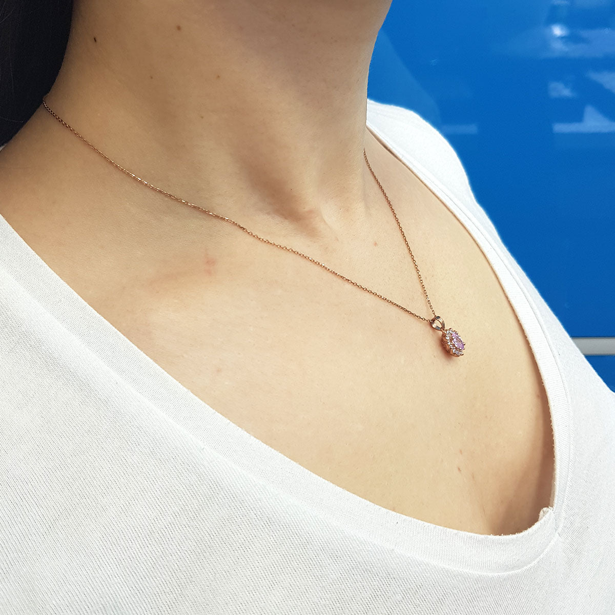 Diamond Oval Morganite Entourage Necklace