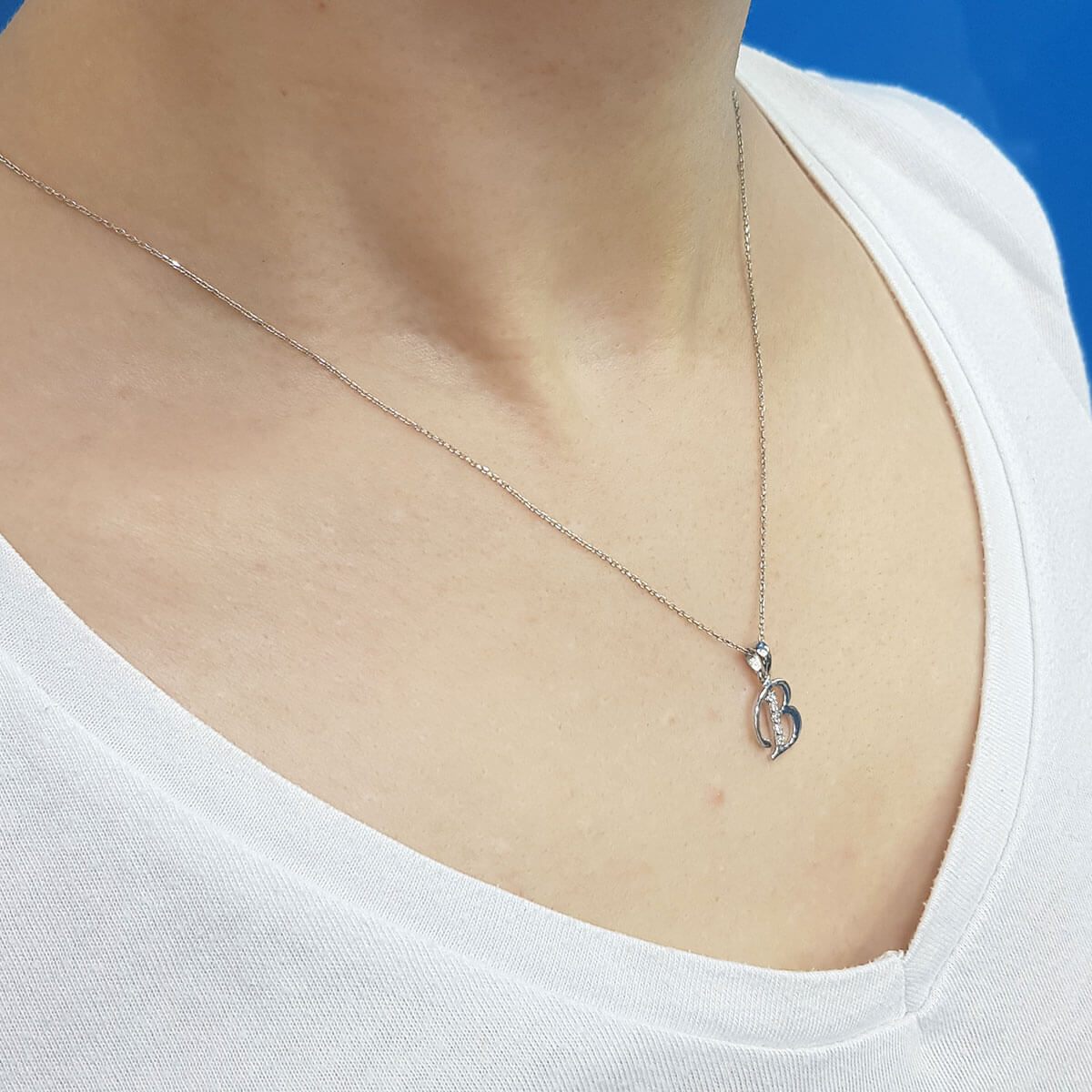 Diamond B Letter Necklace