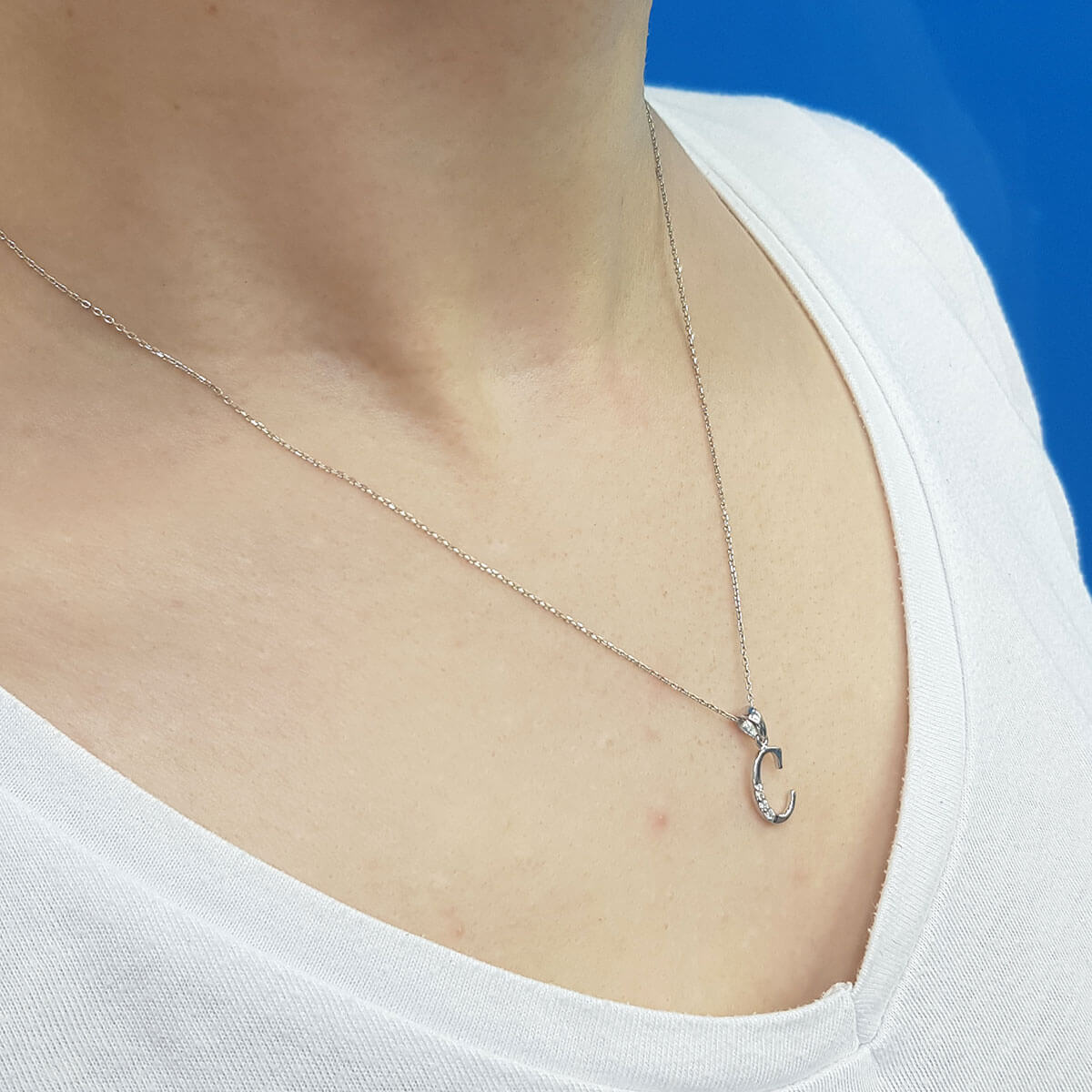 Diamond C Letter Necklace