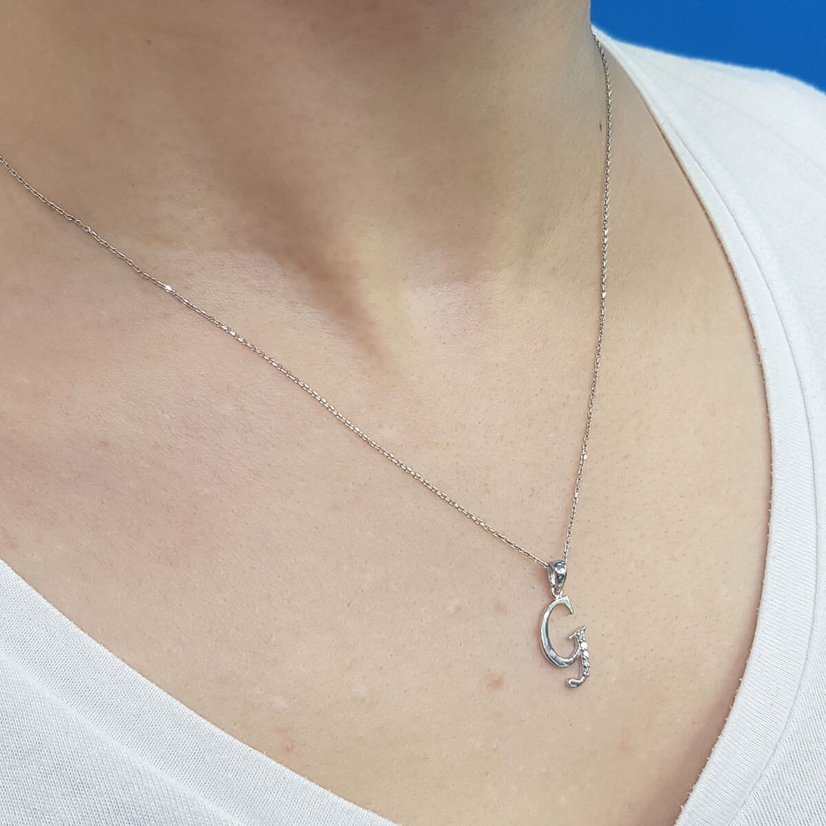Diamond G Letter Necklace