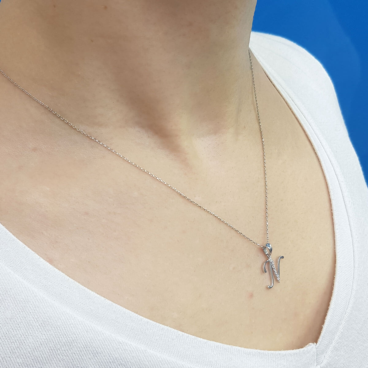 Diamond N Letter Necklace