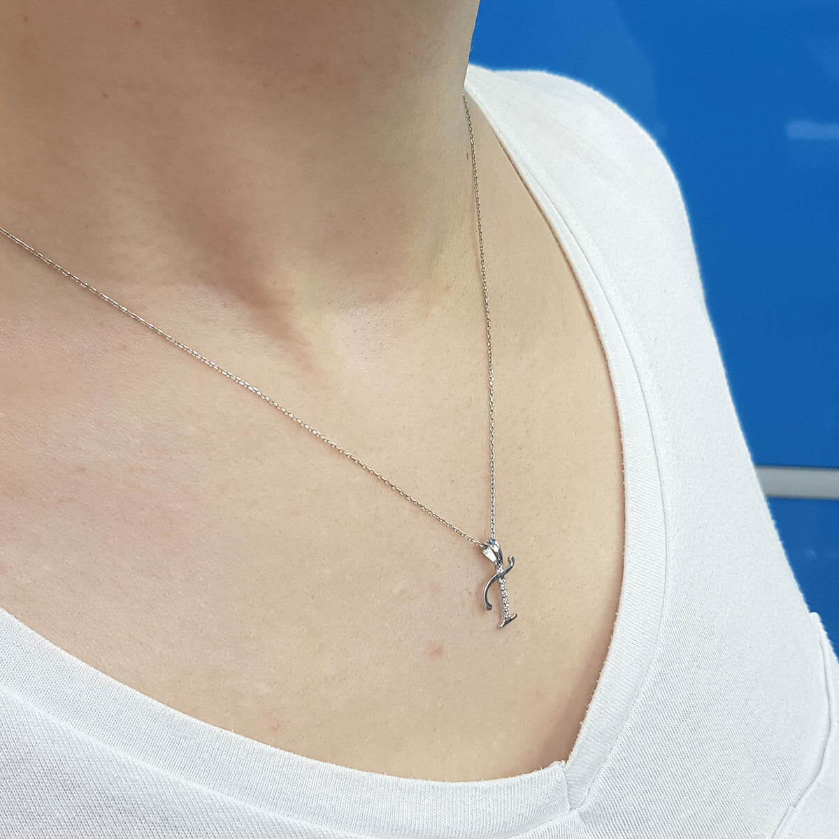 Diamond T Letter Necklace