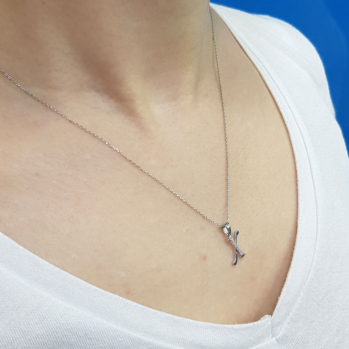 Diamond X Letter Necklace