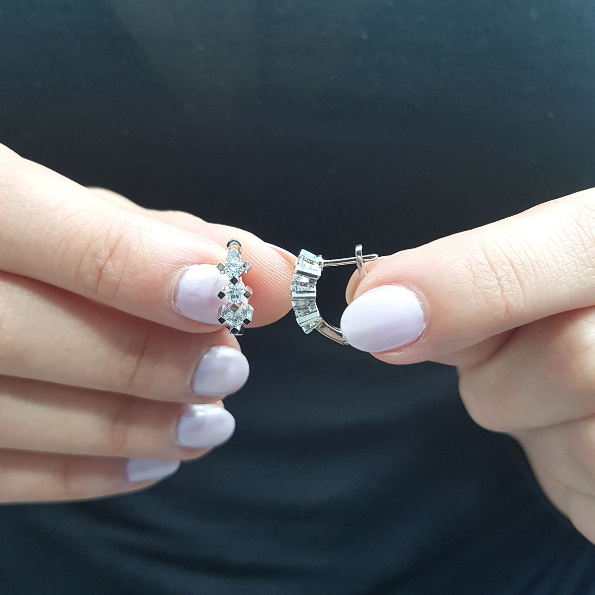 Diamond Lavender Hoop Earrings