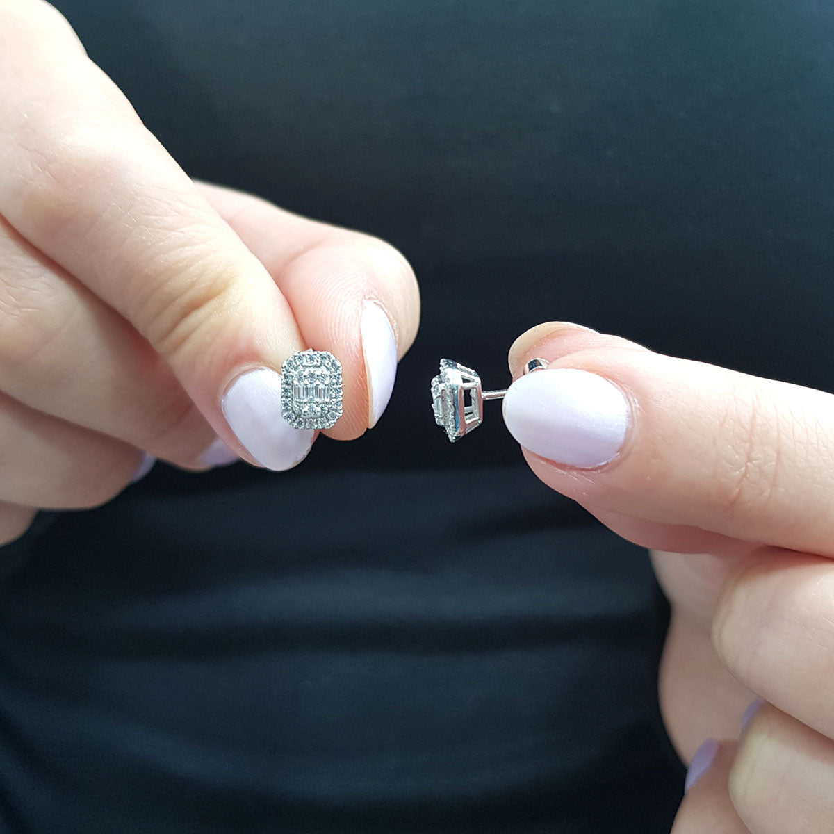 0.33 Carat Baguette Diamond Earrings