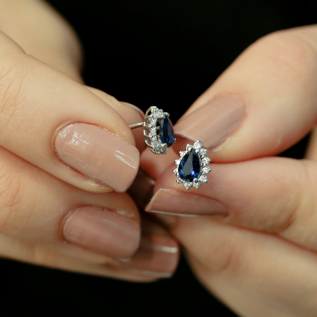 Diamond Teardrop Sapphire Entourage Earrings