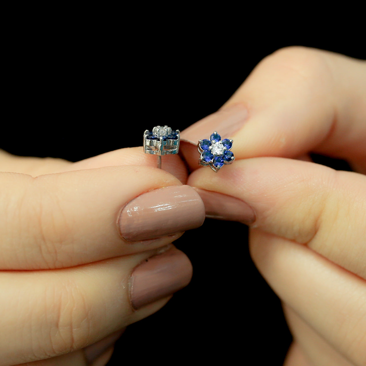 Diamond Sapphire Daisy Earrings