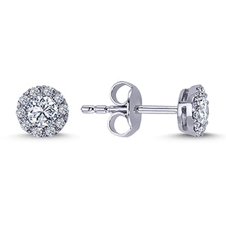 Total 0.42 Carat Diamond Solitaire Earrings