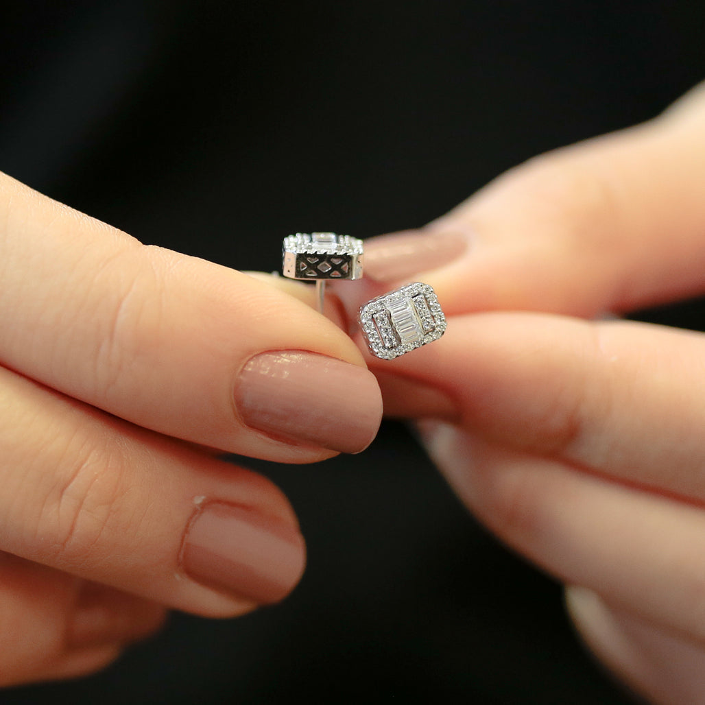 0.36 Carat Baguette Diamond Earrings