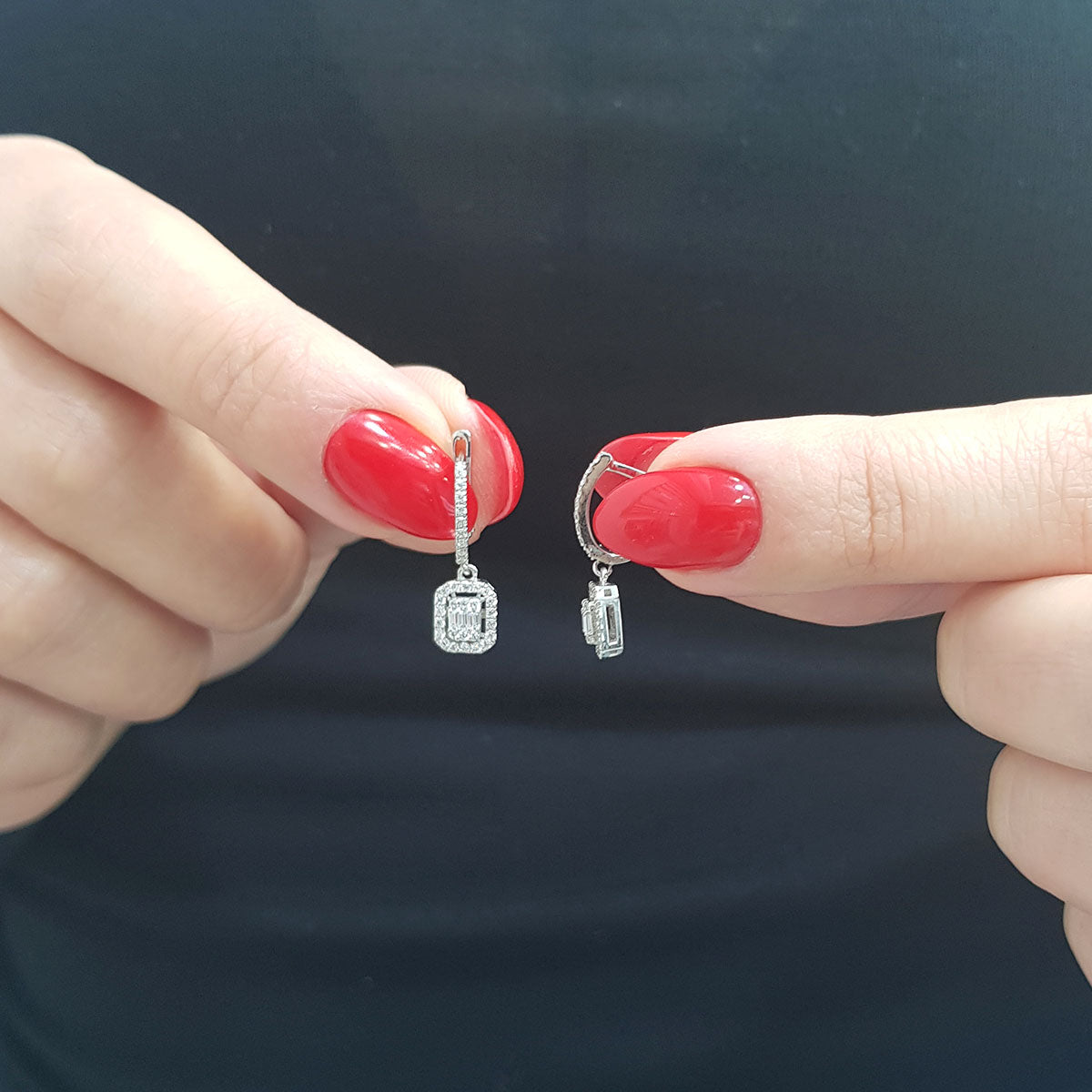 0.37 Carat Baguette Diamond Earrings