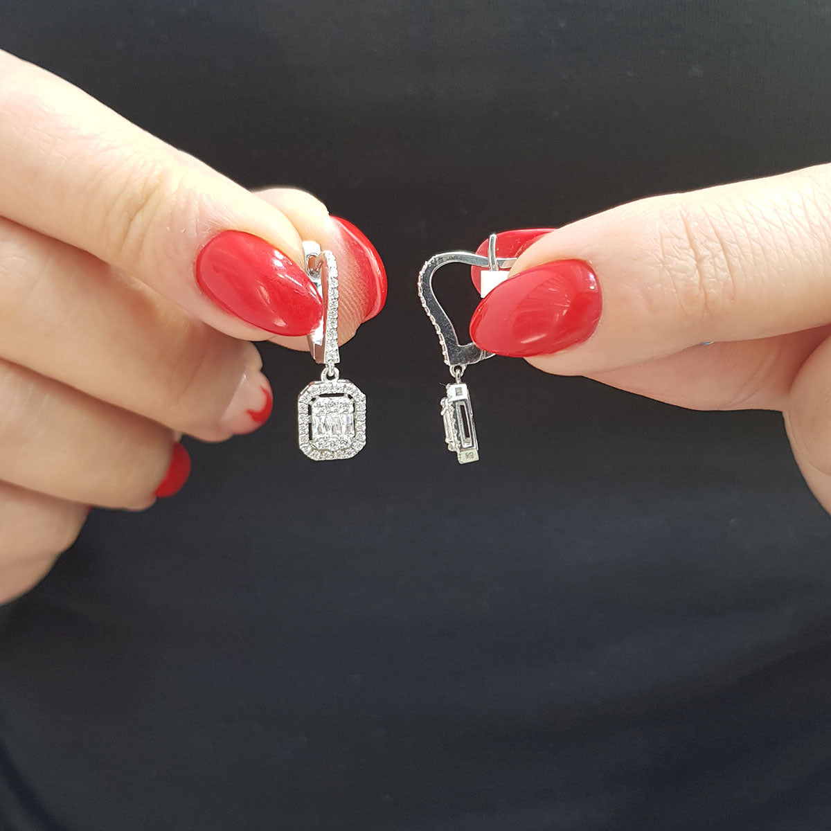 0.73 Carat Baguette Diamond Earrings