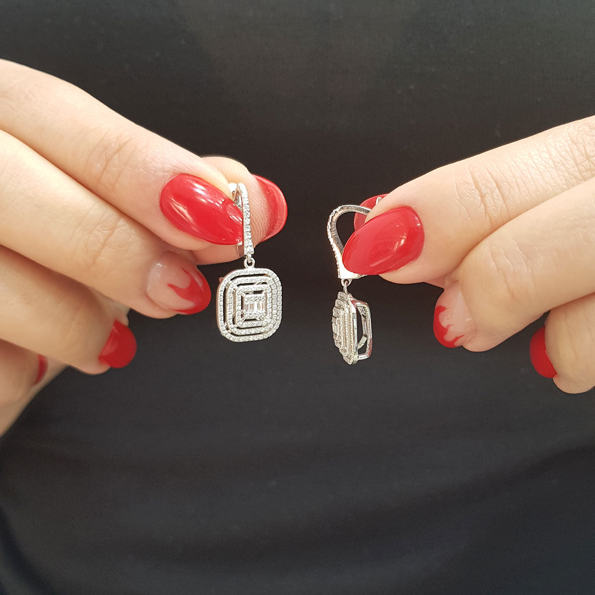 0.77 Carat Baguette Diamond Earrings