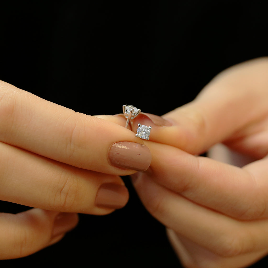 0.64 Carat Diamond Solitaire Earrings